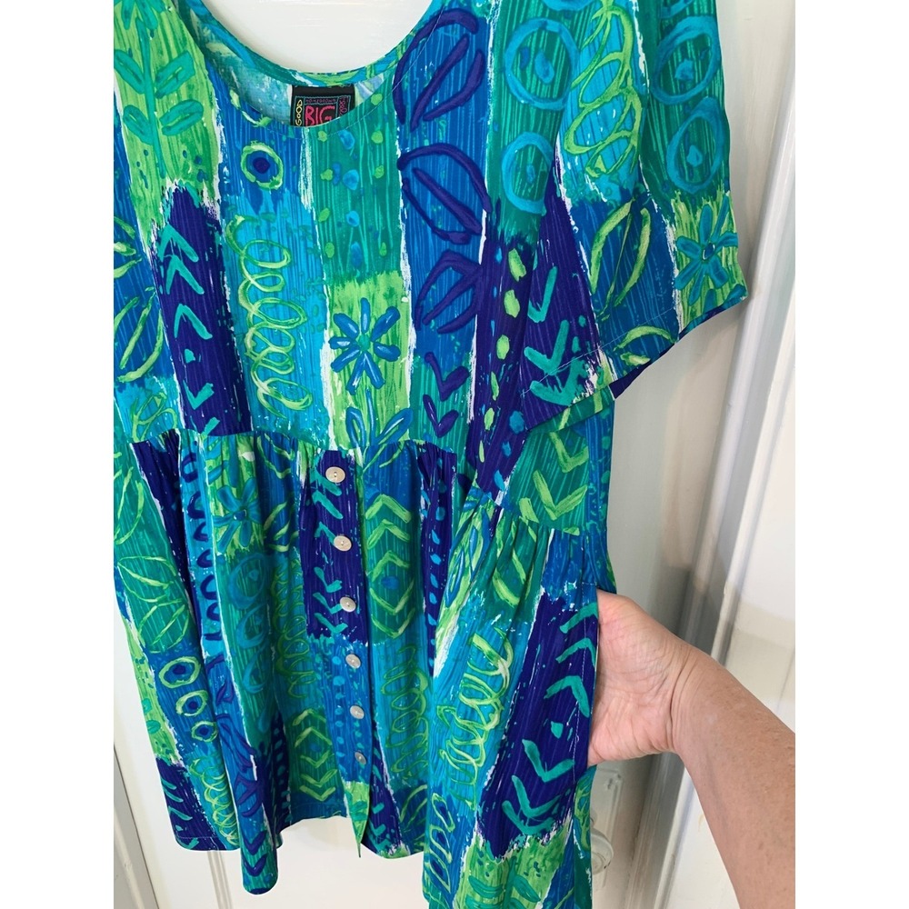 Vintage Big Hed Designs Beach House Dress Caribbean Hawaiian 90s Y2K / Size M - Picture 6 of 14